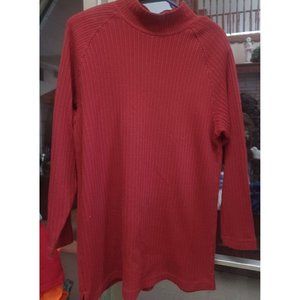 Vintage Womens Long Sleeve Ribbed Sweater Crew Neck XL Rust BOHO